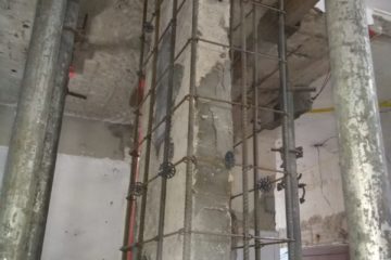 Pilar de concreto submetido a recuperação e reforço estrutural